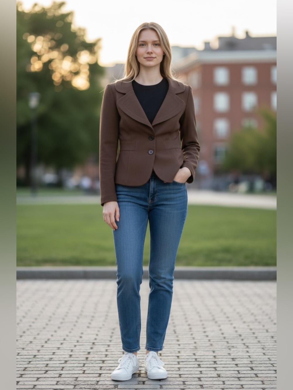 Apt 9 Brown Tailored Blazer Size 4 Fitted Career Jacket Stretch